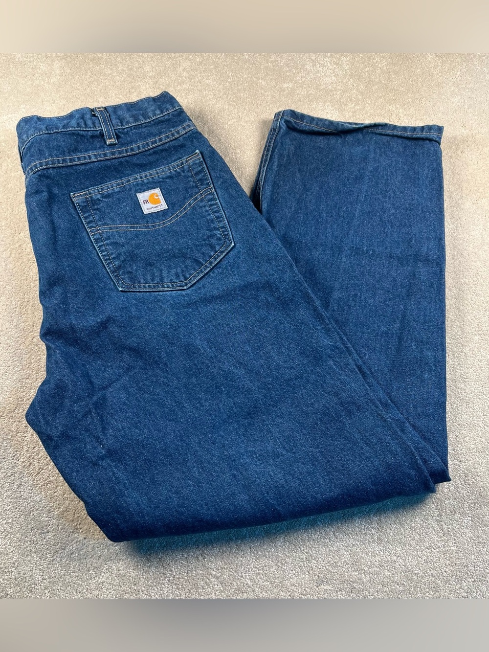 Carhartt FR Blue Jeans Denim 2112 Cat 2 Relaxed Medium Wash 100% Cotton 38x30